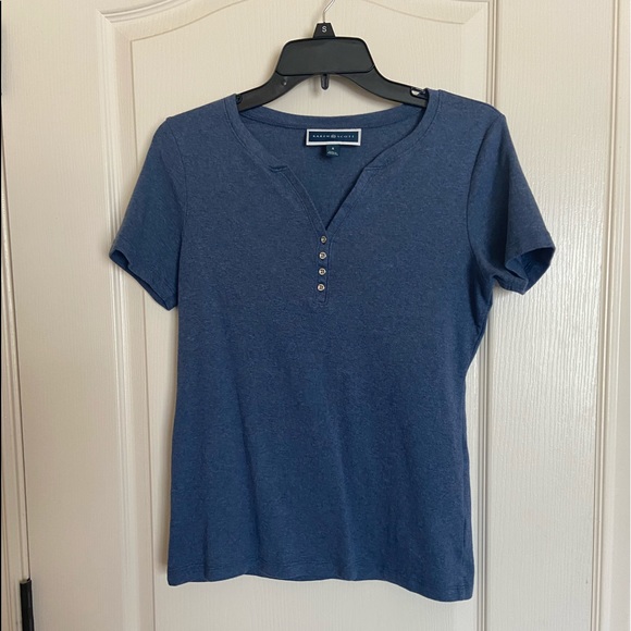 🤩 Karen Scott Blue Henley - Picture 1 of 2